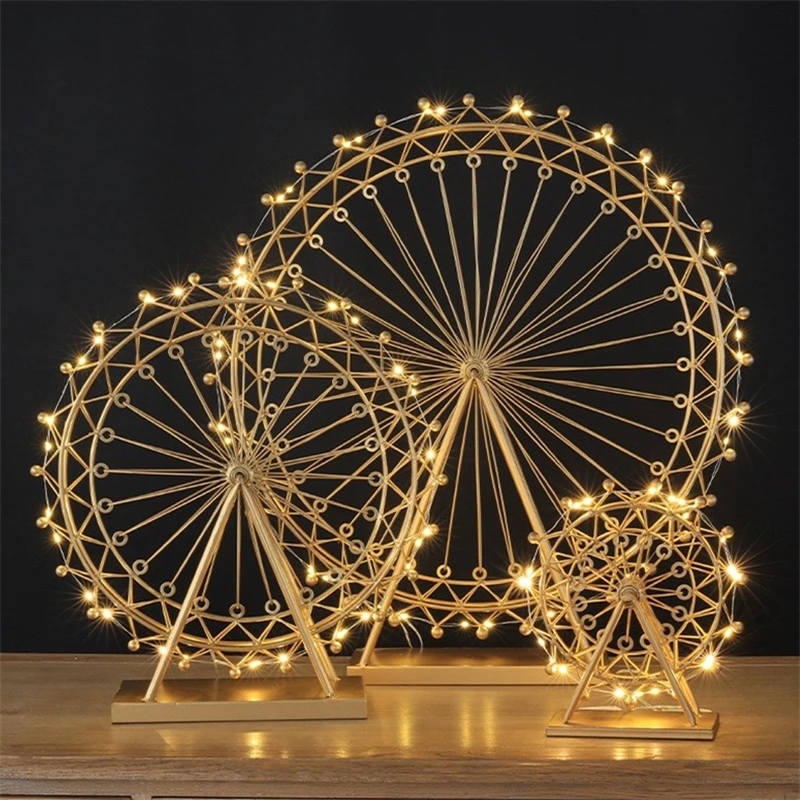 

Iron Ferris Wheel Night Light Modern Handicrafts Kids Night Lights for Christmas Gifts Living Room Bedroom Home Decor Luminaries