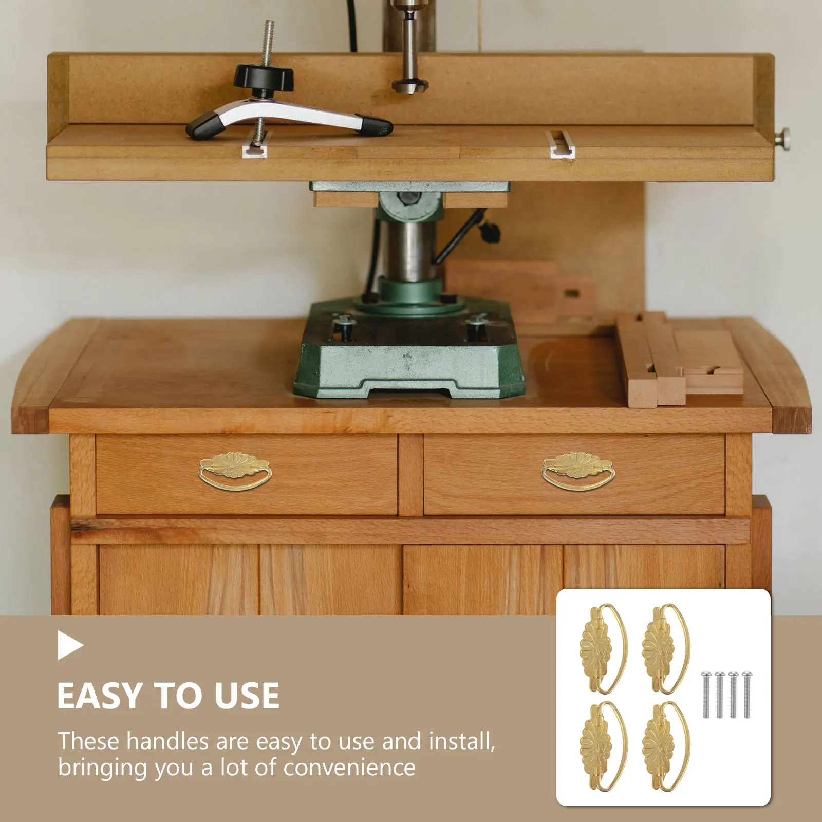 

4Pcs Drawer Handles Exquisite Retro Cabinet Pulls Durable Multi-Functional Dresser Knobs Iron Art Vintage Furniture