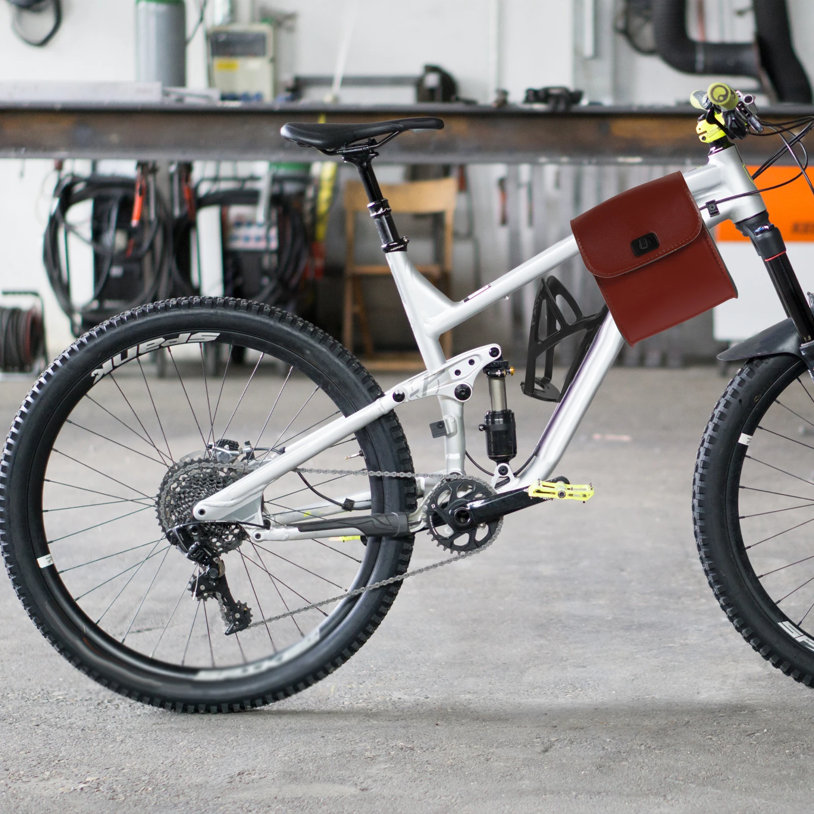 

Bike Saddlebag Synthetic Upper Tube Bag For Bicycle Front Frame Pouch With Buckled Straps Durable Storage For Phone