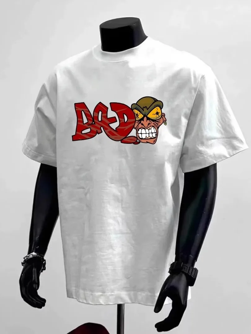 

Summer Men's 100% Pure Cotton Print Letter Pattern Round Neck T-shirt Clothes Size S-4XL Motorcycle Tees Top Unisex