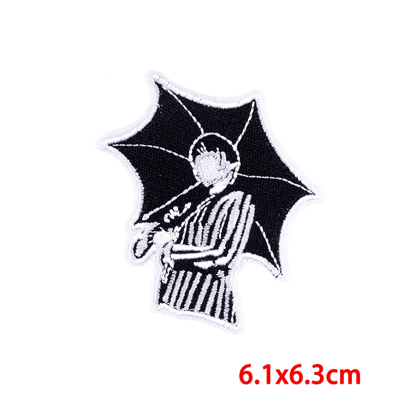 Embroidery Patch Gothic Clothing Thermoadhesive Patches For Clothing Wednesday Stripes Iron On Patch On Clothes Badges Decor