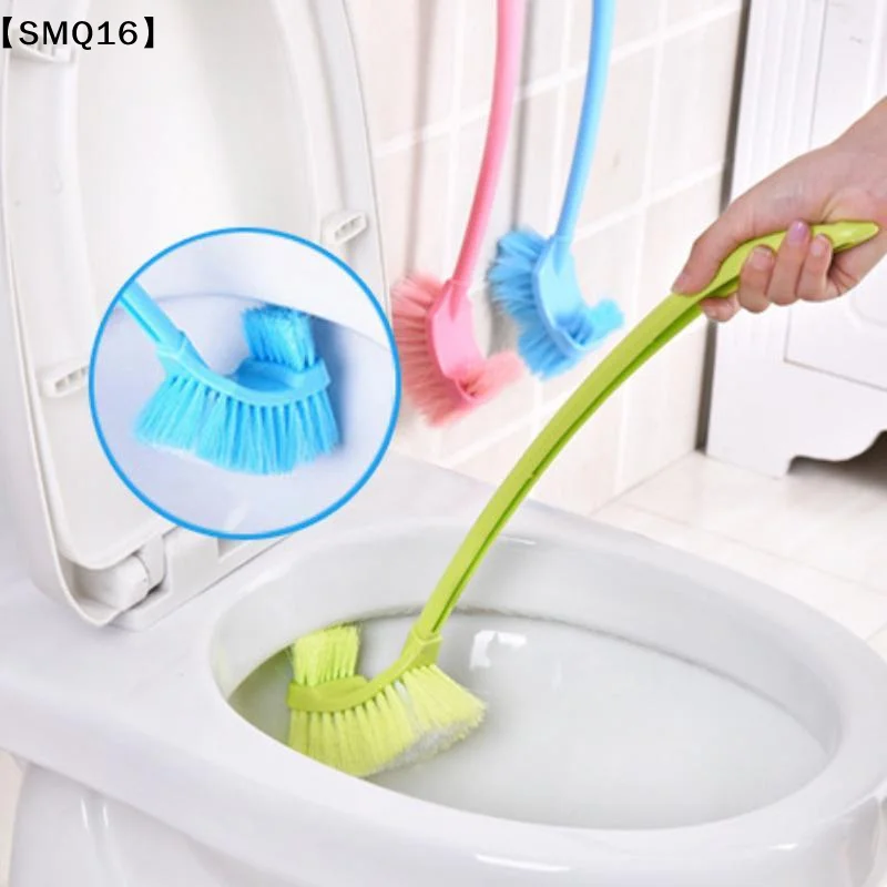 Curved Toilet Brush With Stiff Dense Bristles Nonslip Long Handle Perfect For Household Bathroom Deep Cleaning【SMQ】