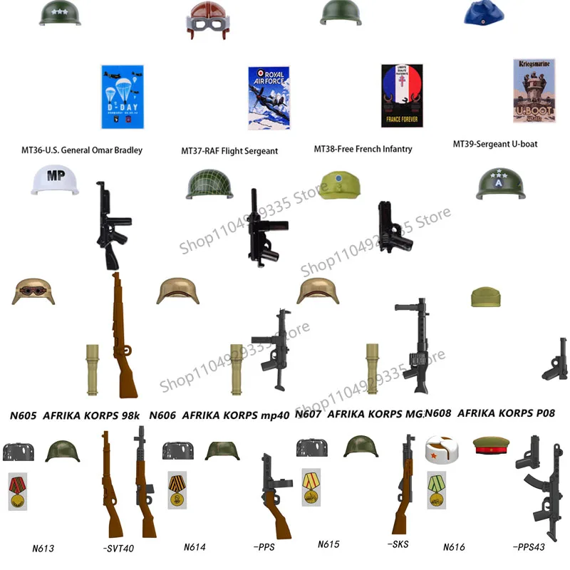 

N613 Фигурка военного солдата, строительные блоки, WW2, советская пехота, североафриканский легион, военья воздушно-десантных США, игрушка-солдат французского военно-морского флота
