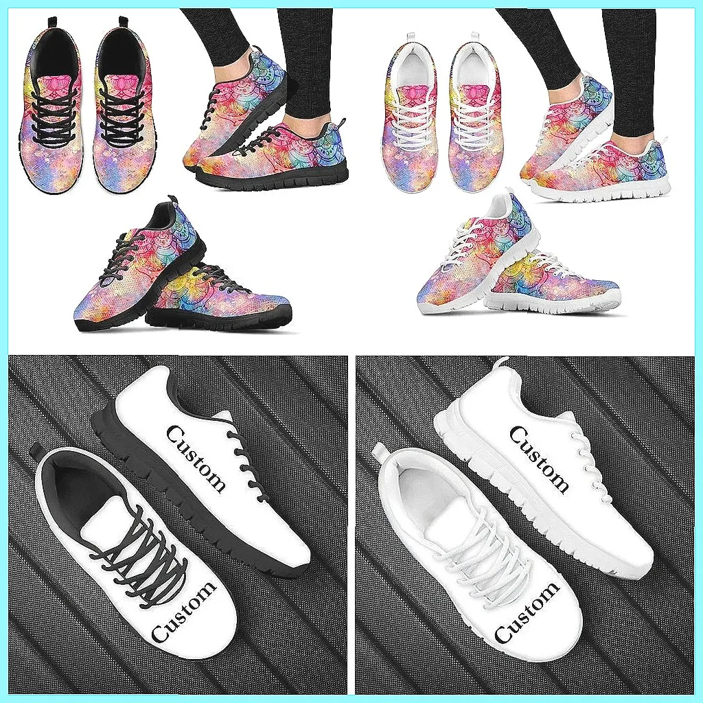 

Кроссовки с цветочным узором в стиле бохо-мандала, повседневные кроссовки на шнуровке с психоделическим дизайном звездного неба