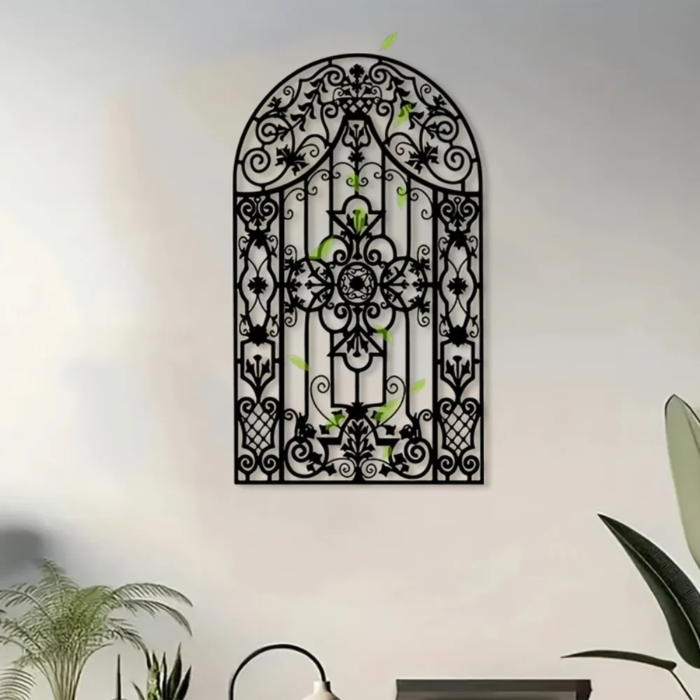 CIFBUY Metal Wall Art Iron Sculpture Heritage Decor Mural Statue Window Arch Design For Grand Hallway Living Room Historical Sty