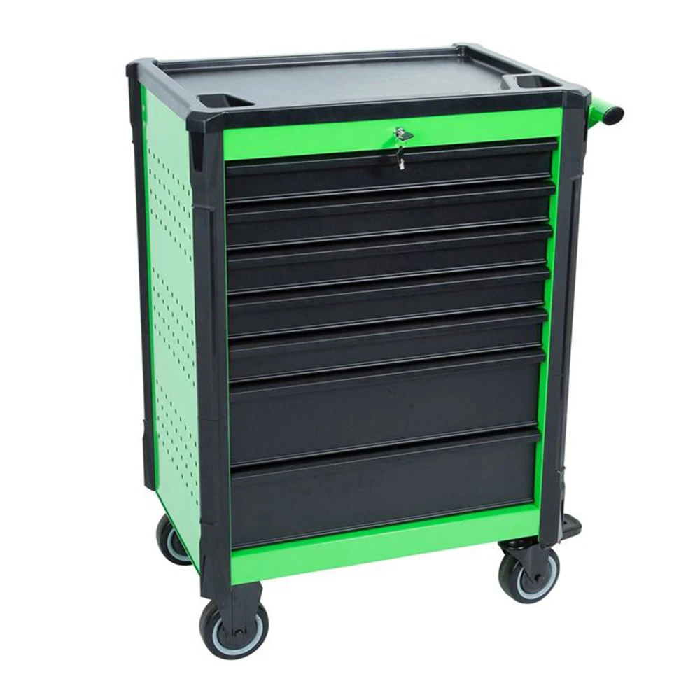 Black And Green 7-Drawer Rolling Tool Chest With Swivel Casters,Tool Chest With Multi-Sizes Drawers
