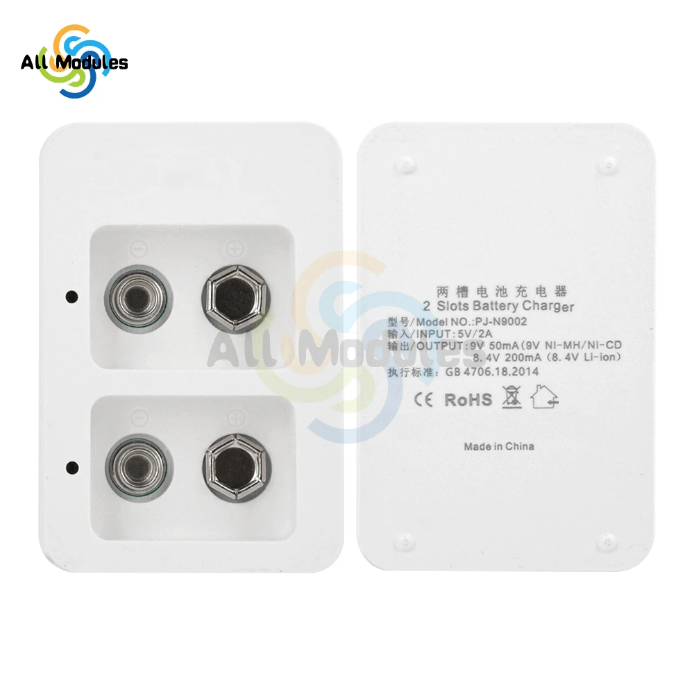 2 slots Multifunctionele Ni-Mh 9V oplaadbare batterijlader Draagbaar minimodel LED-display Oplaadstatus Type C