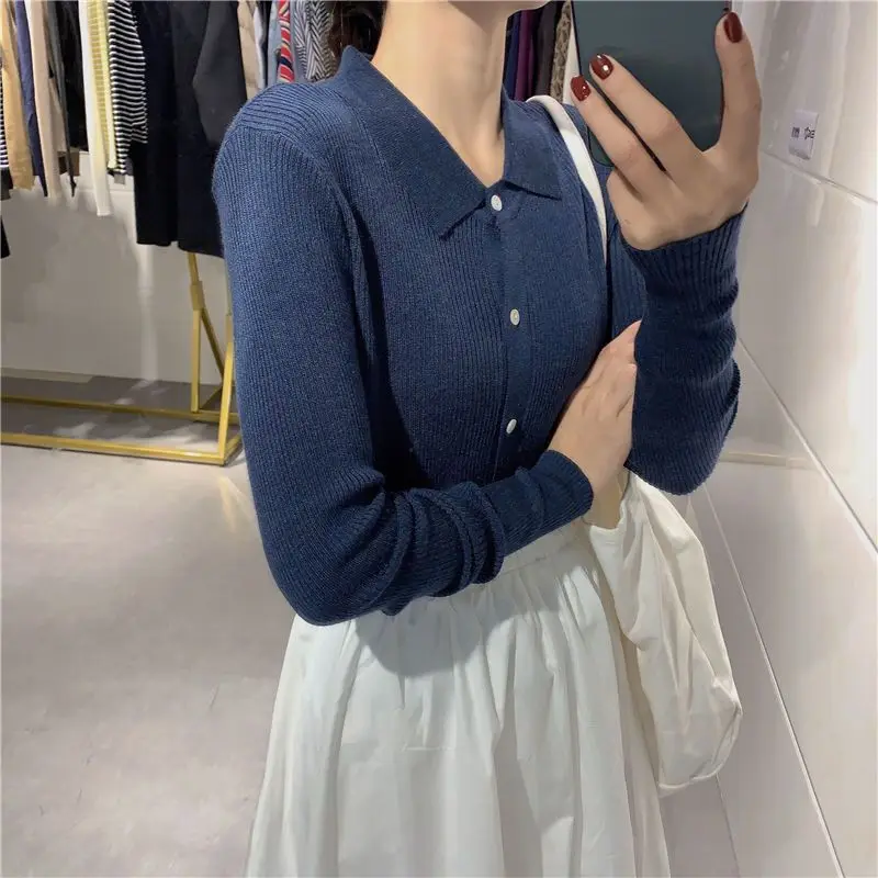 Cardigan Women Slim Harajuku Korean Fashion Streetwear Casual All-match Woman Spring Elegant Simple Solid New Top