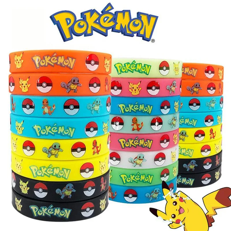 

Pokemon Bracelet Anime Action Figure Pikachu Charmander Kids Cartoon Silicone Wristband Bracelet Party Boys Girls Cosplay Gift