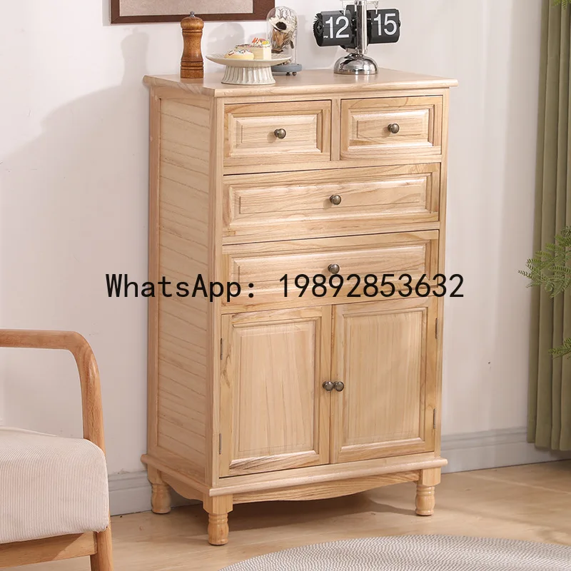 CZ Solid Wood American Style Storage Cabinet Bedroom Living Room Side Cabinet Wall-Mounted Storage Cabinet with Doors