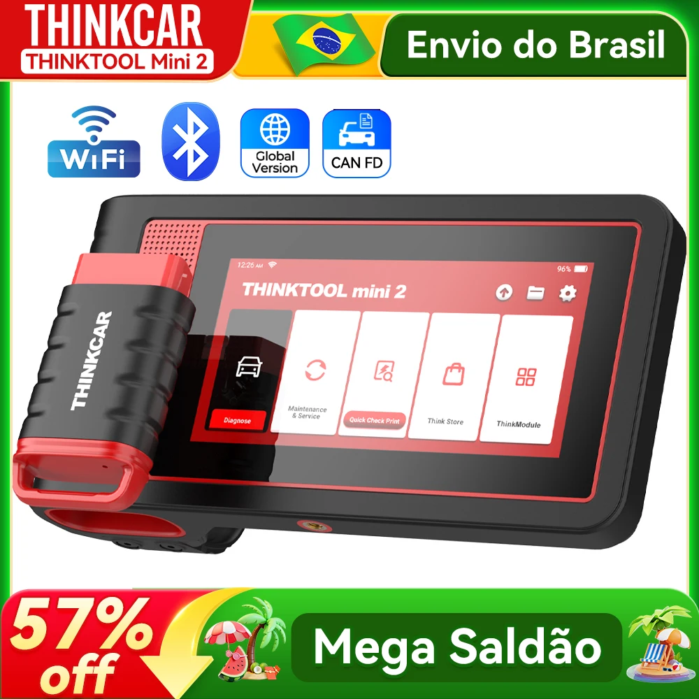 Thinkcar thinktool mini 2/thinktool mini obd2 ferramenta de diagnóstico todo o sistema diagnóstico 28 redefinições scanner automático atualização gratuita vitalícia