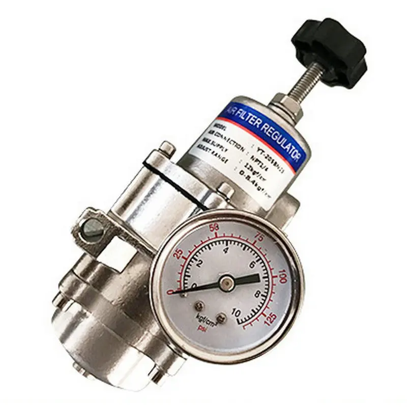 

YT-200/205/205B 1/4\" Port Pneumatic Stainless Steel Air Filter Regulator with SS316 Ball Valve YTC-205BNL1/YN210