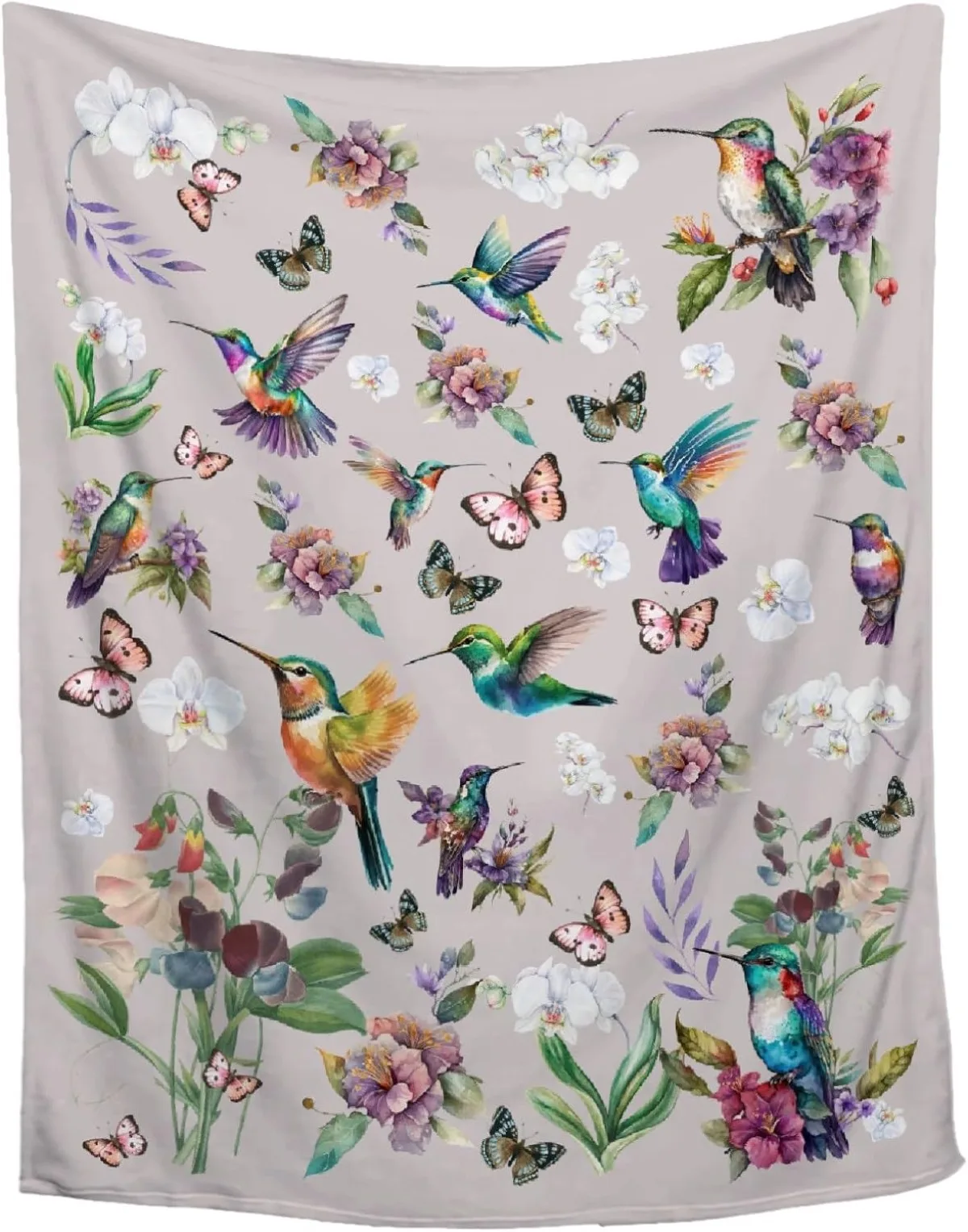 Butterfly Hummingbirds Theme Blanket for Women Girls Hummingbird Gifts for Bird Lovers Bird Flower Blanket