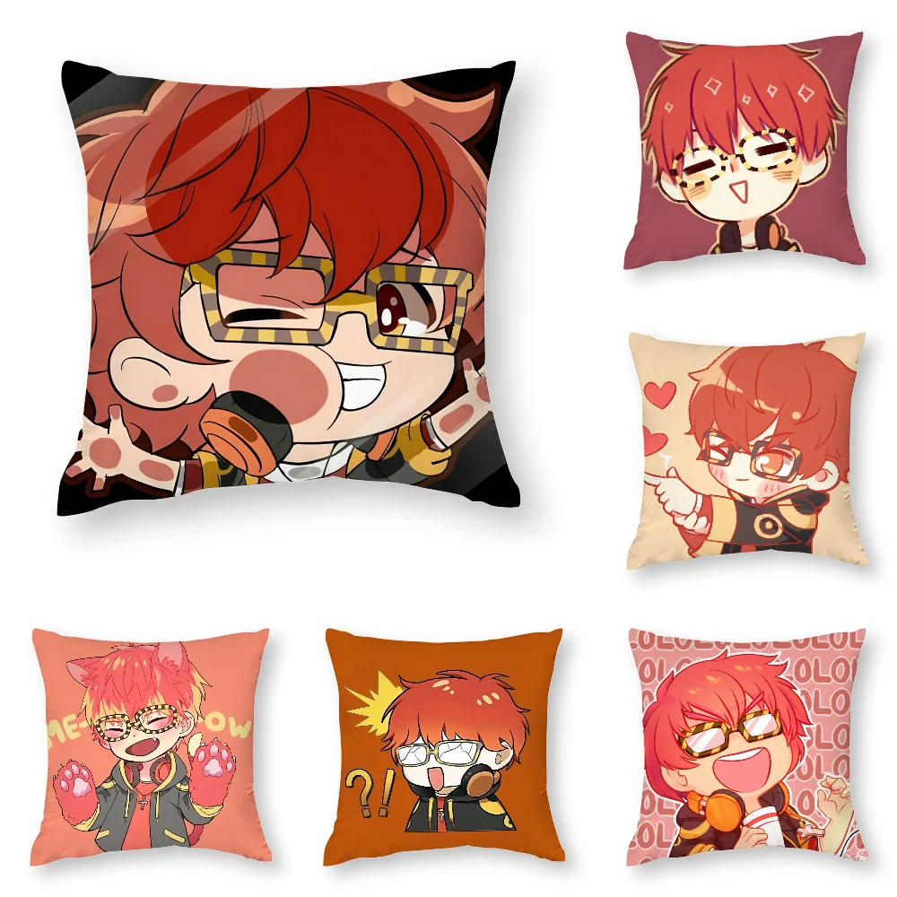M-Mystic Messenger 707 Pillow Case 3D Print Polyester Fiber 45*45 cm Home Sofa Throw Pillow Cover Decoration Festival Gift