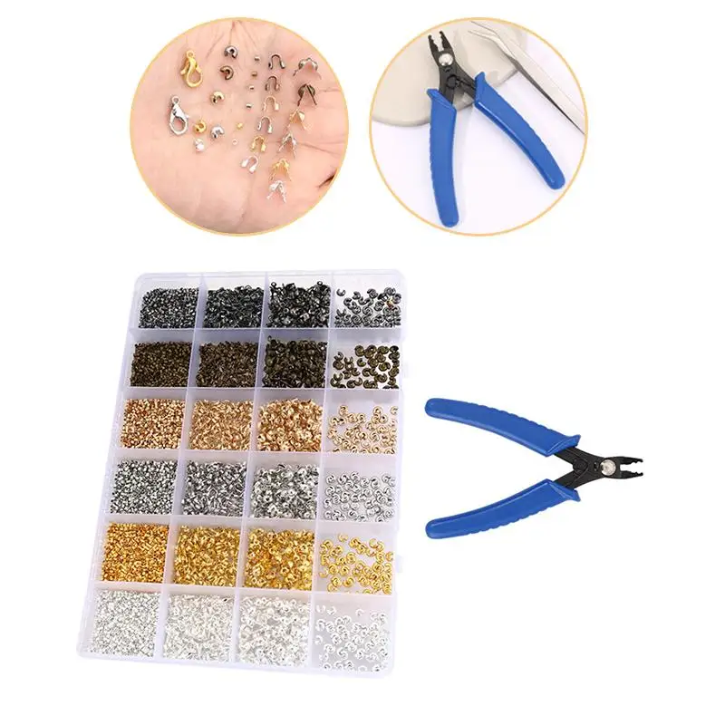 Crimp Beads Kit for Jewelry Making Bead Crimping Pliers Assorted Color for DIY Craft Projects