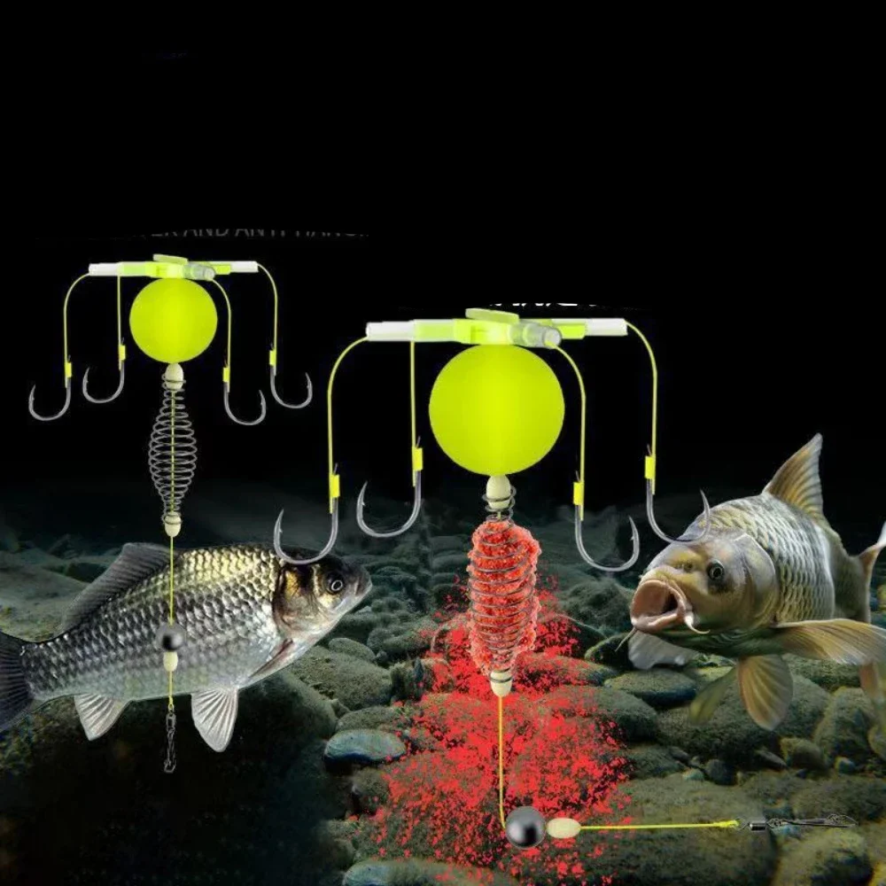 

Anti Winding Fishing Bait Cage Set Carbon Steel String Hook Float Line Group Feeder Sinker Fishing Tackle