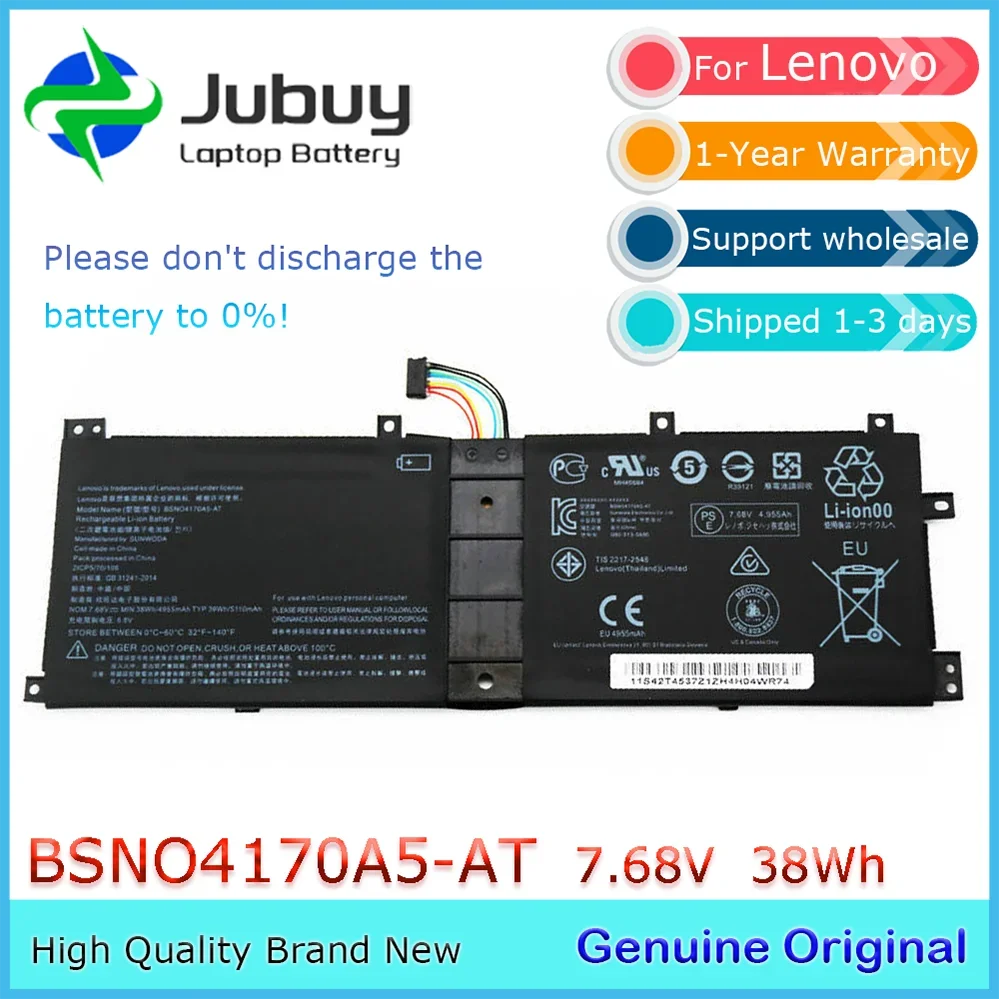 

Оригинальный аккумулятор для ноутбука 7,68 В 38 Втч BSNO4170A5-AT для Lenovo Miix 520 510 510-12IKB BSNO4170A5-LH LH5B10L67278