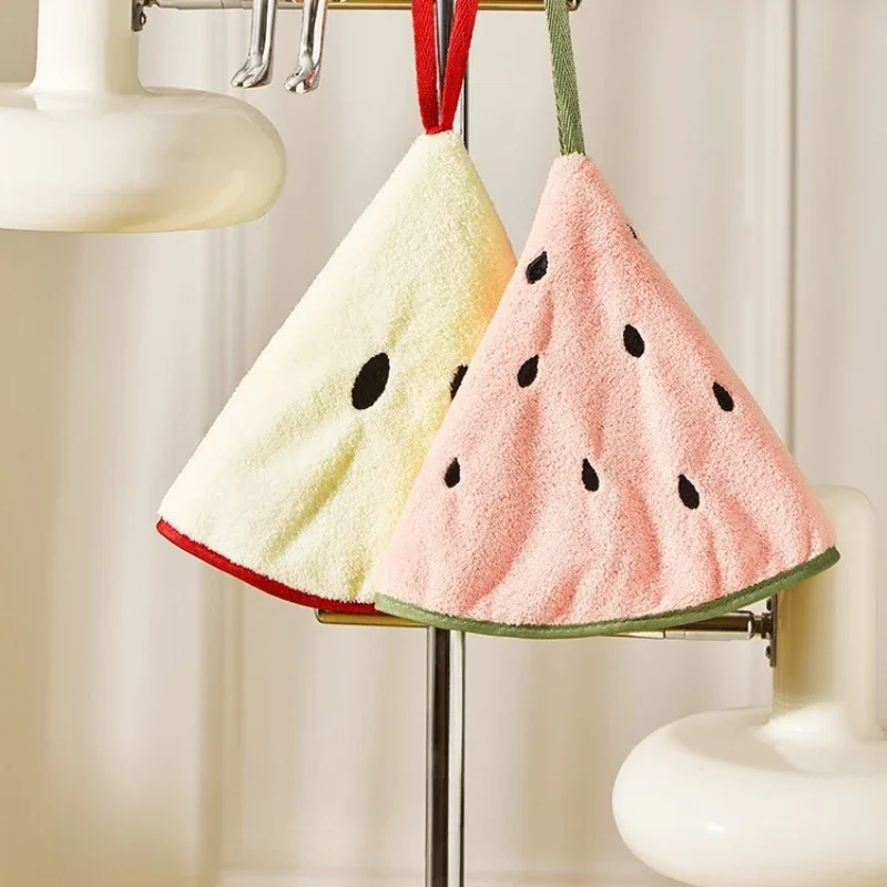 Hanging Hand Towels Strong Water Absorption No Hair Loss Kitchen Cartoon Hand Towel Bathroom Cartoon Fruit Children Handkerchief