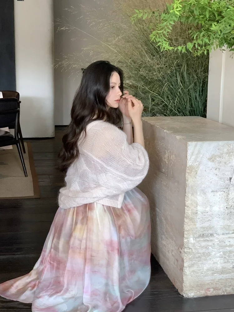 

Оригинальный шерстяной вязаный кардиган Lazy Sle Batwing Sve с дизайном пуговиц от Mianmian Wcouture для женщин