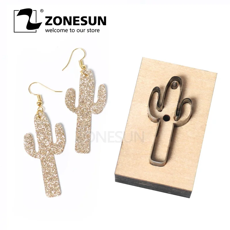 ZONESUN DIY Cutter Leather Earring Cutting Die Cactus Leather Decoration Earring Template For Die Cutting Machine Clicker Die