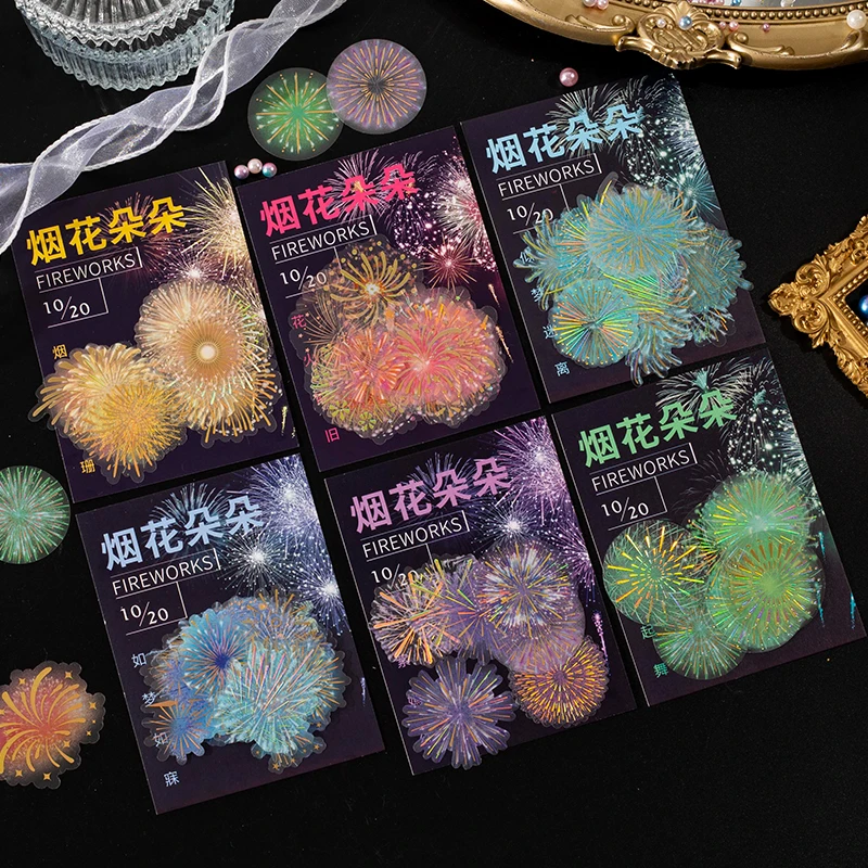 6 styles 20 pcs Fireworks blossoming SeriesRomantic fireworks theme DIY Decorative sticker Scrapbooking Material Diary Album