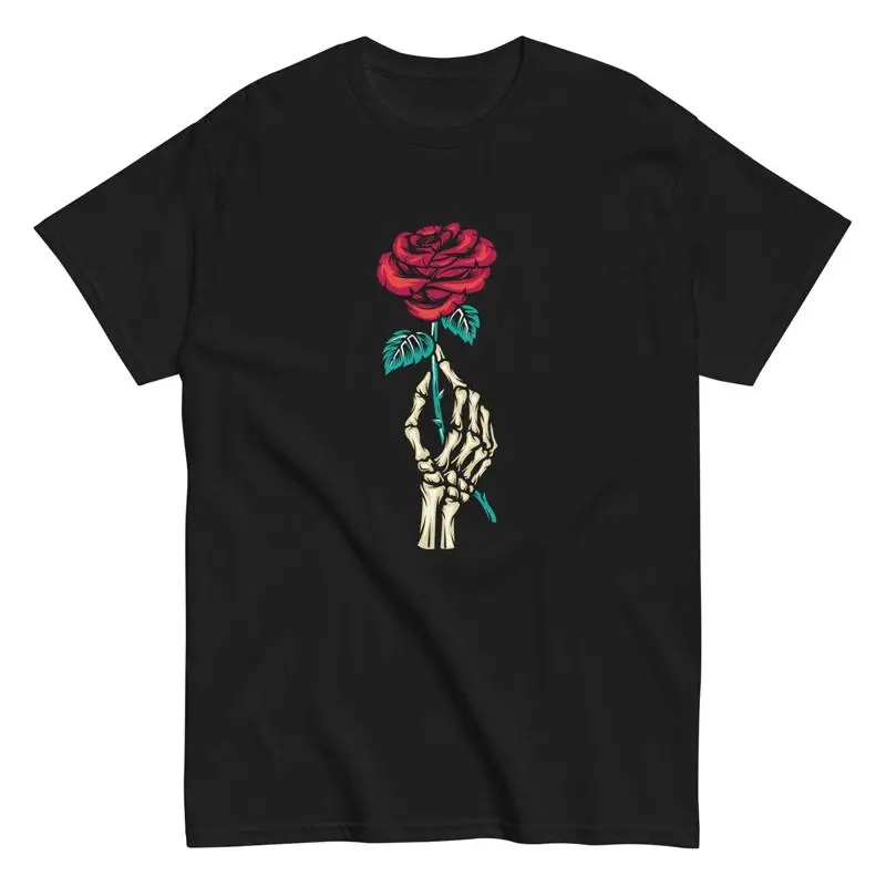 Skeletal Bones Hand T Shirt Skeleton Rose Flower Design