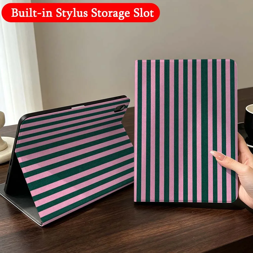 Cartoon Stripe Line Dog For iPad Mini Pro Air 5 6 7 8 9 11 9.7 7.9 10.9 13 12.9 inch Folding Automatic Sleep/Make Tablet Case