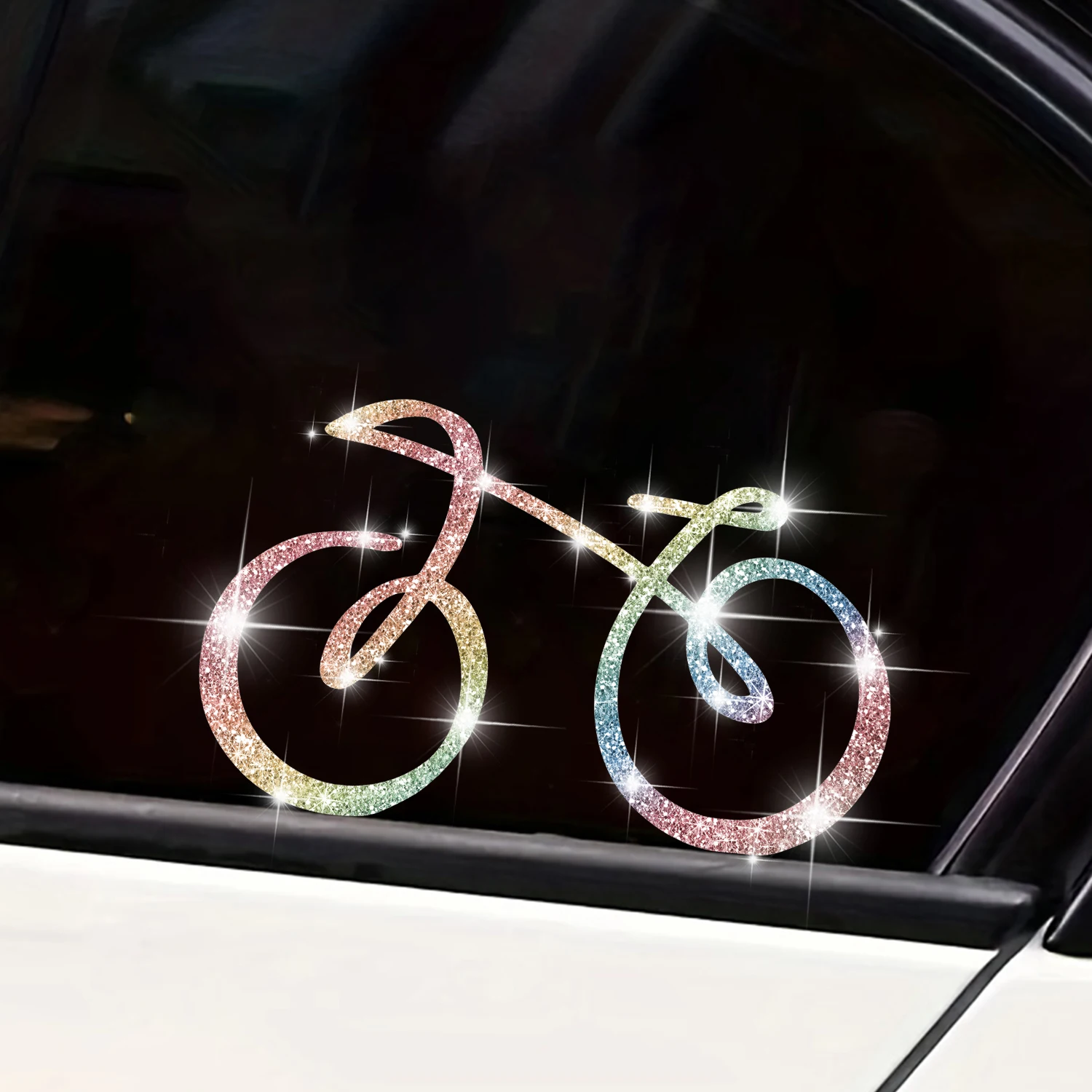 1개 반짝이는 자전거 자동차 스티커 자체 접착식 설치가 용이 자동차, 트럭, 오토바이에 적합 최고의 선물