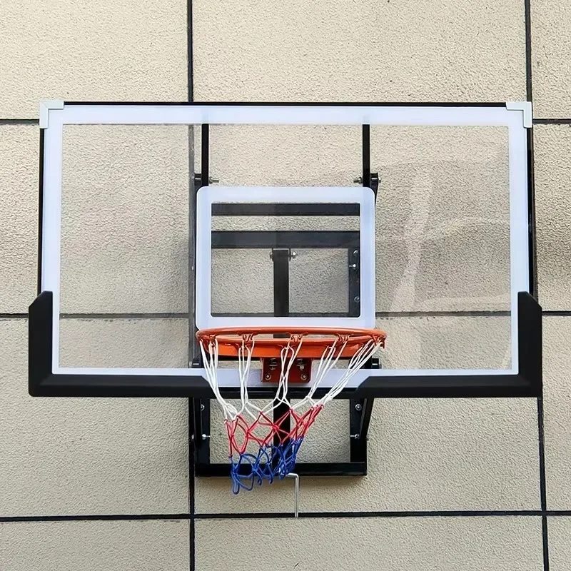 Wall Mounted Basketball Hoops with Basketball Backboard, Liftable, Indoor Use, Adult Standard Rim.