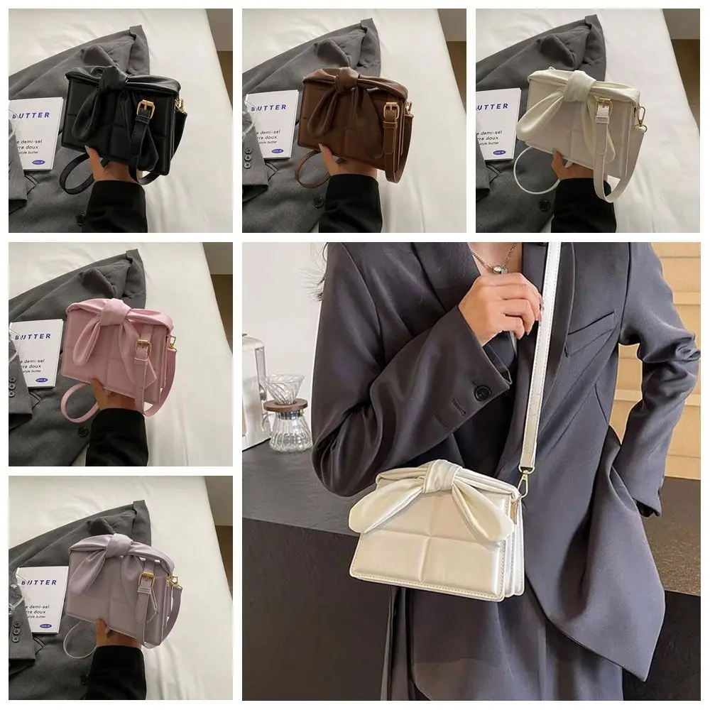 

PU Bow Handle Chocolate Shape Square Bag Shoulder Bag Purse Simple Crossbody Bag Korean Style Large Capacity PU Handbag Outdoor