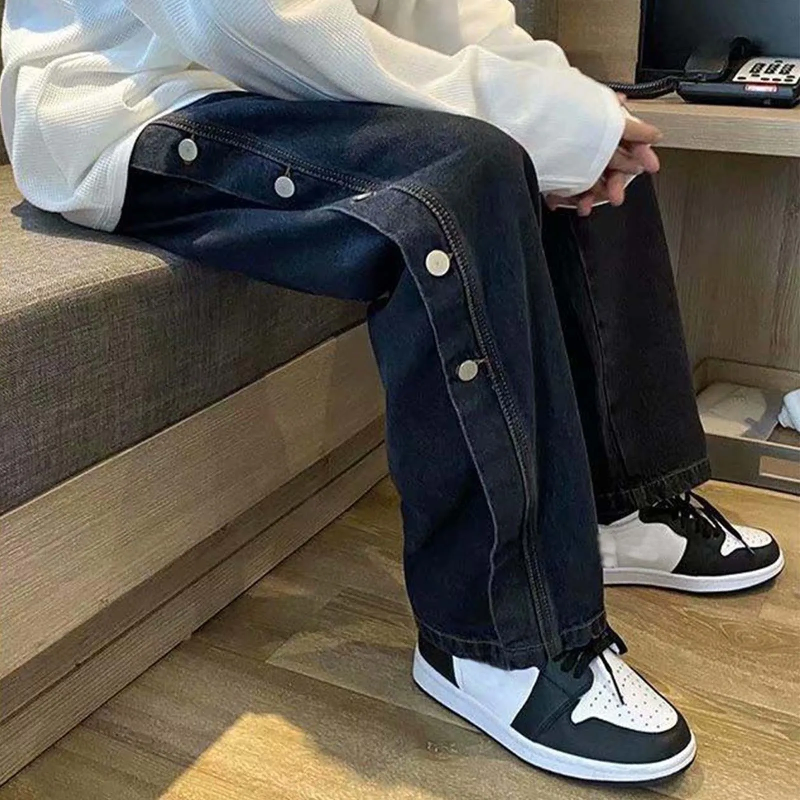 

Trendy Brand Men's Jeans Loose Fit Straight Leg Wide Leg Spring Summer Autumn Casual Trousers Korean Style Flow Pants
