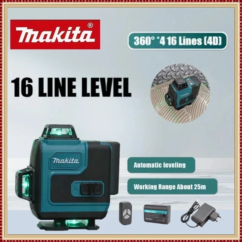 

Высокоточный 16-линейный лазерный уровень Makita с зеленым лучом, настенный, портативный, самовыравнивающийся