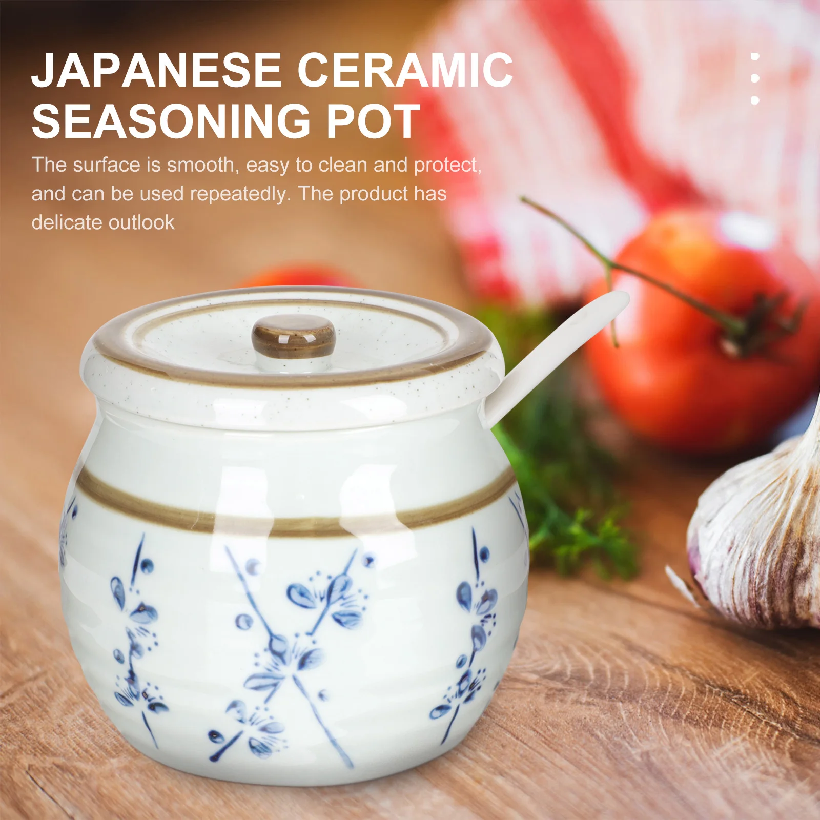 

1Set Ceramic Spice Jar with Scoop Multi-Function Storage Container for Sauce Salt Sugar Kitchen Storage Pepper Flour Canister