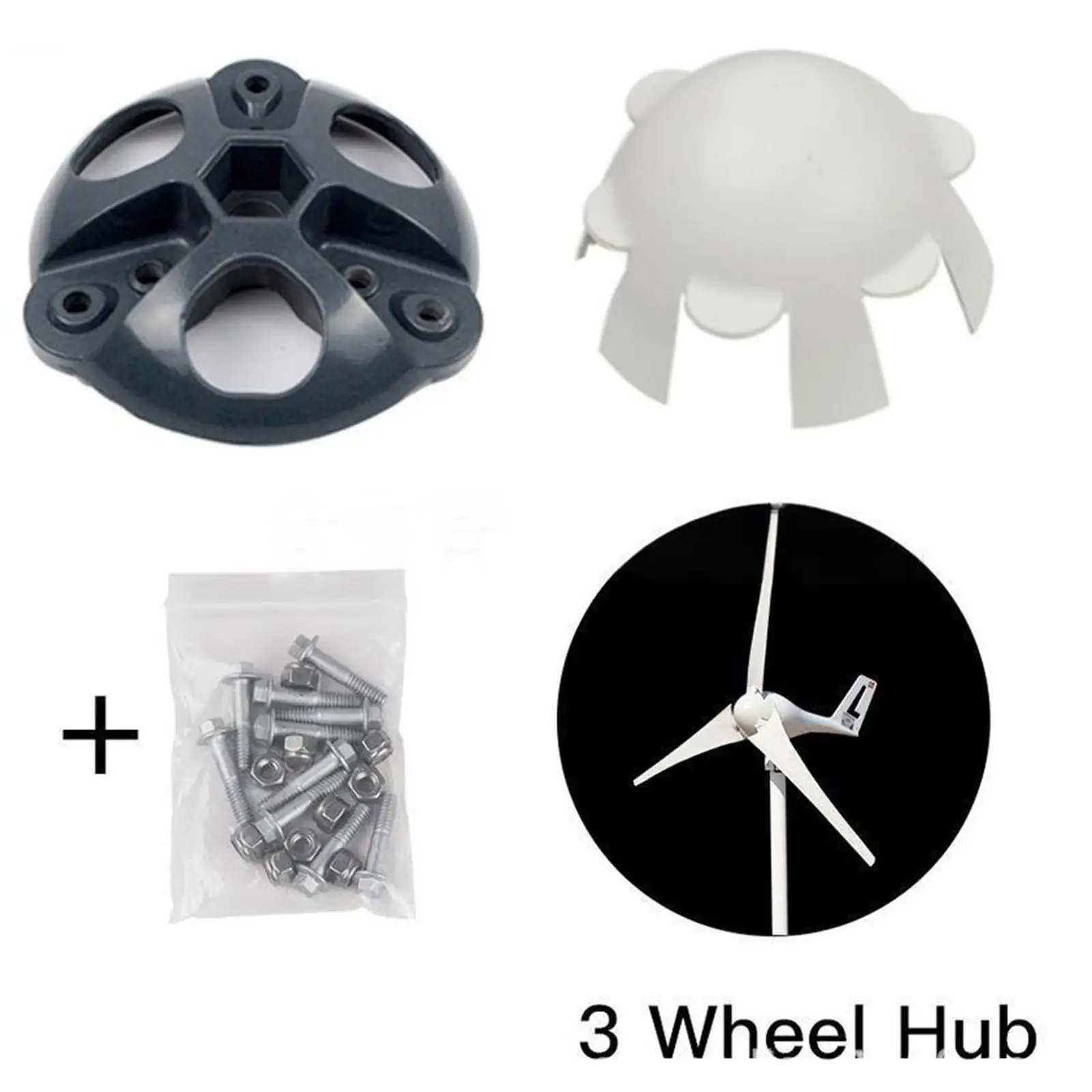 Wind Turbine Kit Accessory Wheel Hub and Cap Lightweight Durable for Mini Windmill 12v Complete Set Repair