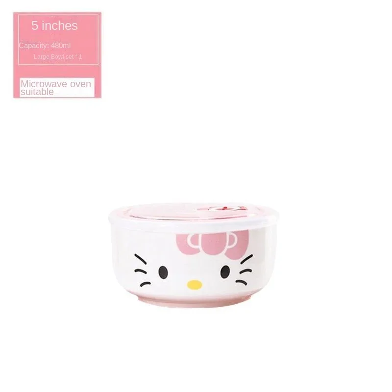 Hello Kitty Lunch Box Cute Ceramic Bento Box Refrigerator Crisper Food Container Set Household Tableware Kitchen Dinnerware Gift