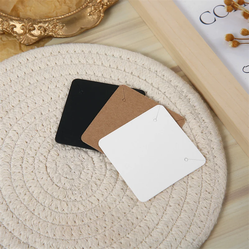 Wholesale 100Pcs Kraft Paper Cards 5x5cm Cardboard Jewelry Card Necklace Display Packaging Cards Square Earrings Card Label Tags