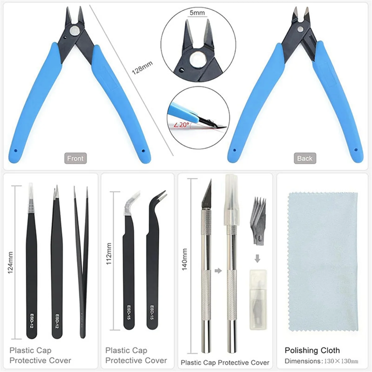 

Modern 10Pcs Model Tools Craft Set Hobby Building Tools Kit for 3D Model