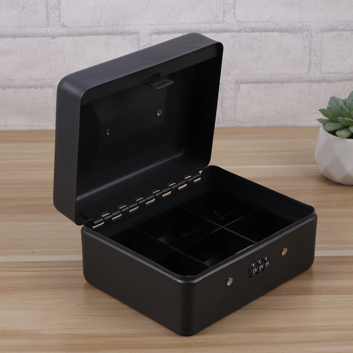 Heavy Duty Password Checkout Box Size S Black Upgraded Code Design Safety Cash Box for Money Valuables Secure Carry Handle Metal