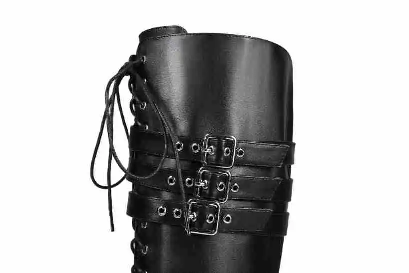 جديد سميكة القاع الأزياء برشام حذاء برقبة للركبة أحذية النساء Zapatos Mujer