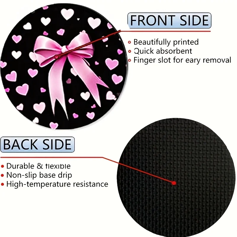 Car Coasters For Cup Holders, Charming Additions For Women'S Vehicle Interiors, Set Of Two Non-Slip Rubber Coasters Featuring A