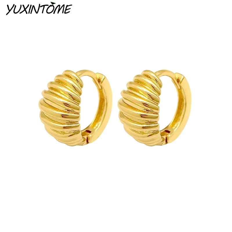 

925 Sterling Silver Needle Trendy 24K Gold Color Small Large Circle Hoop Earrings for Women Punk Hip Hop Jewelry Accessories