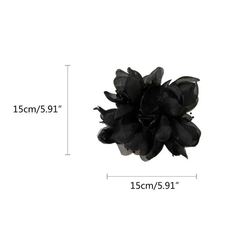 39BD Große, flauschige Blumen-Haargummis, Feder-Haargummi, Kopfbedeckung, elastisches Haarseil – Detail 6