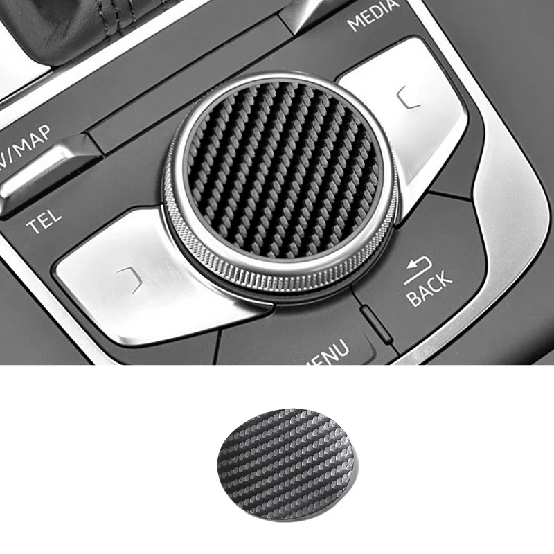 For Audi 8V A3 S3 (2014-2019) Sport Car Multimedia Button Knob Cover Trim Sticker Carbon Fiber Anti Scratch Interior Accessories