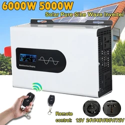 6000W 5000W Pure Sine Wave Inverter 5KW DC 12V 24V 48V To AC 110V 120V 220V Portable Charger Solar Off Grid Power Inverters