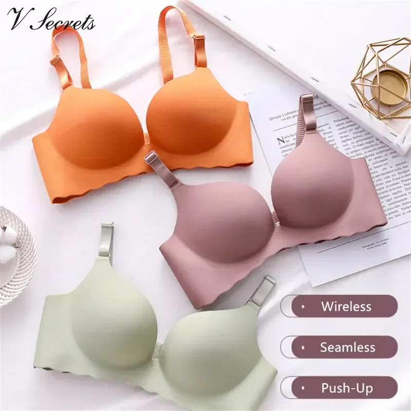 Sexy One-Piece Bra Women Wireless Breathable Underwear Gather Push Up Simple Lingerie Seamless Bralette Candy Color нижнее белье