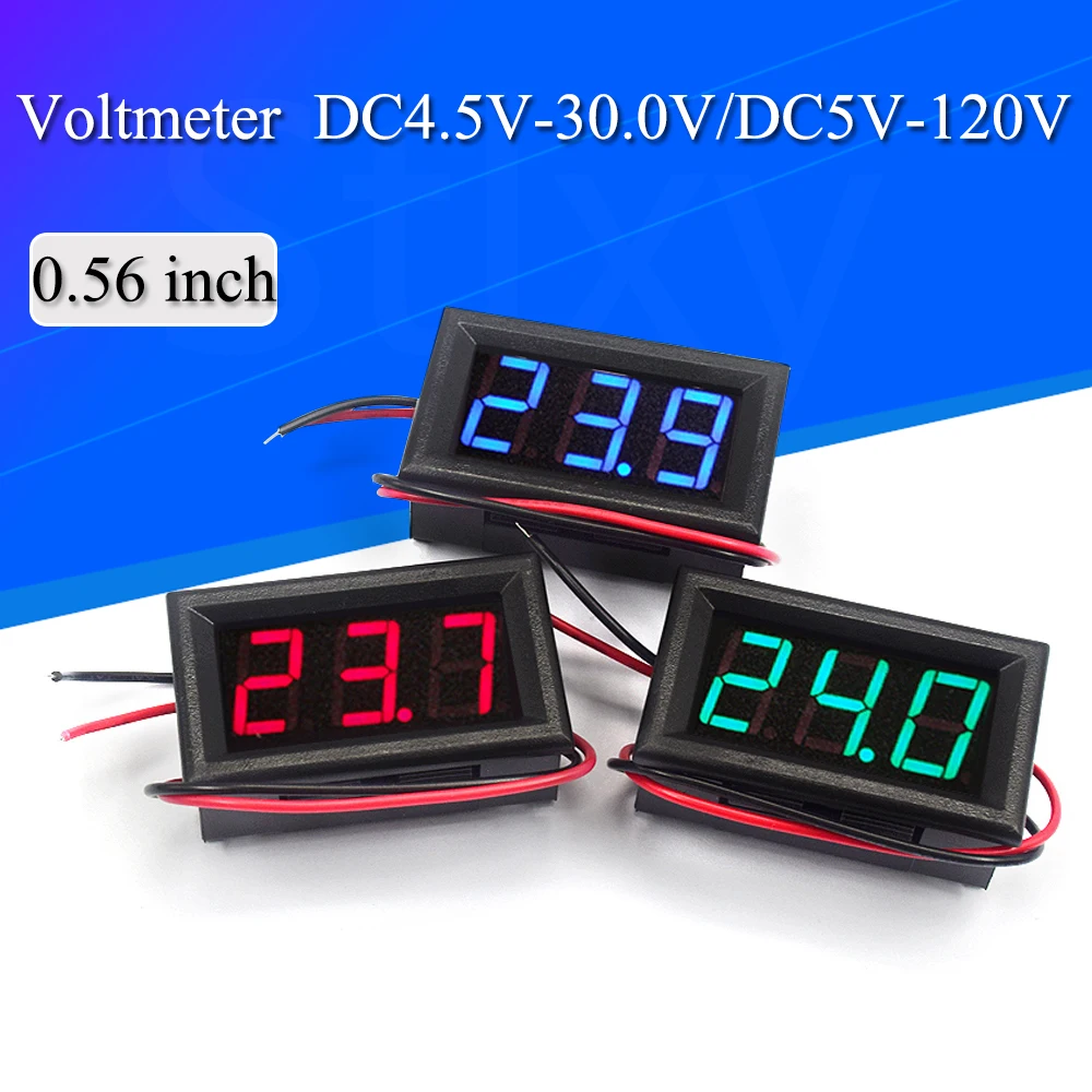 Digital Voltmeter DC 4.5V to 30V Digital Voltmeter Voltage Panel Meter Red/Blue/Green For 6V 12V Electromobile Motorcycle Car