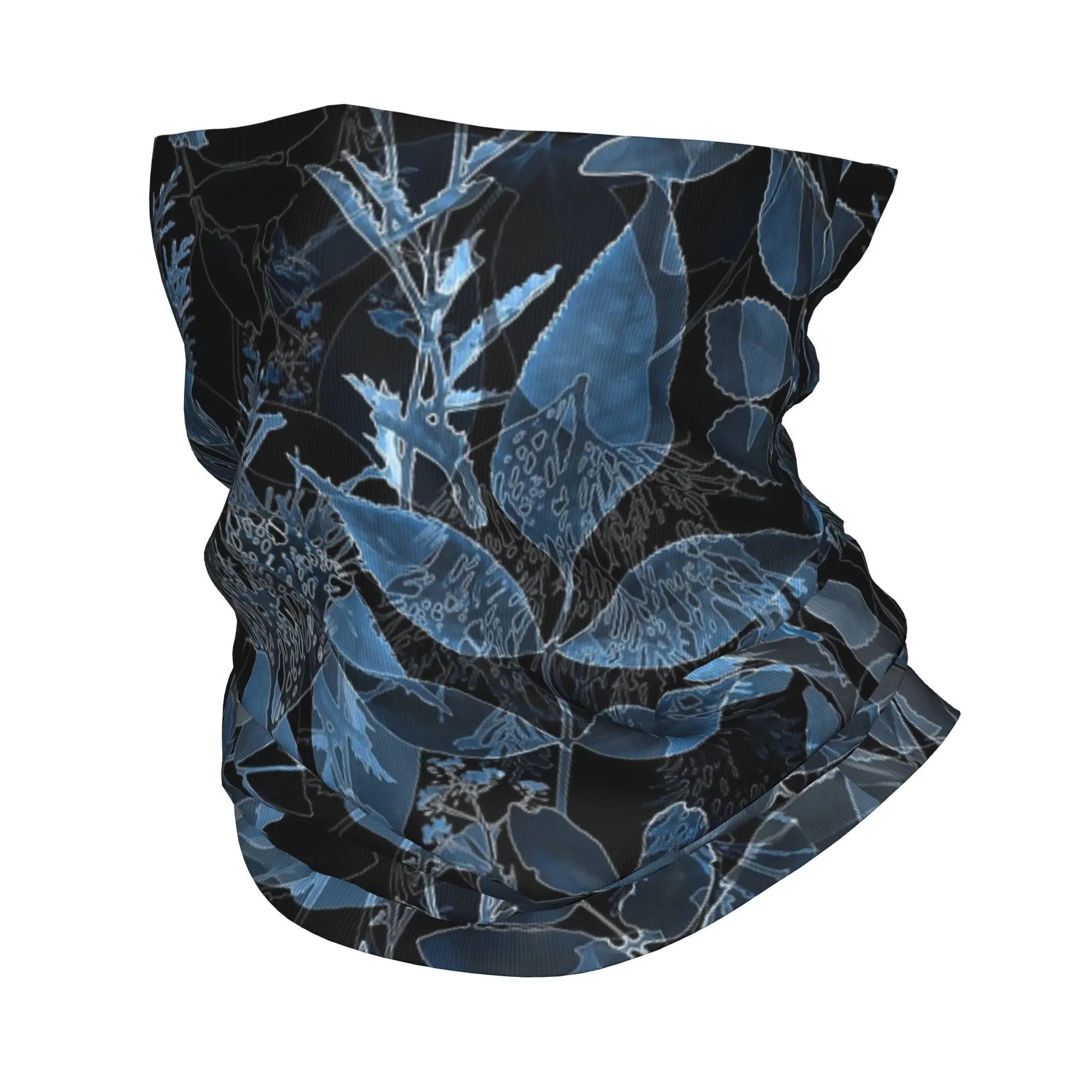 Blue Leaf Bandana Neck Gaiter Gedrukt Masker Sjaal Warme Hoofdband Rijden Unisex Volwassene Het hele seizoen