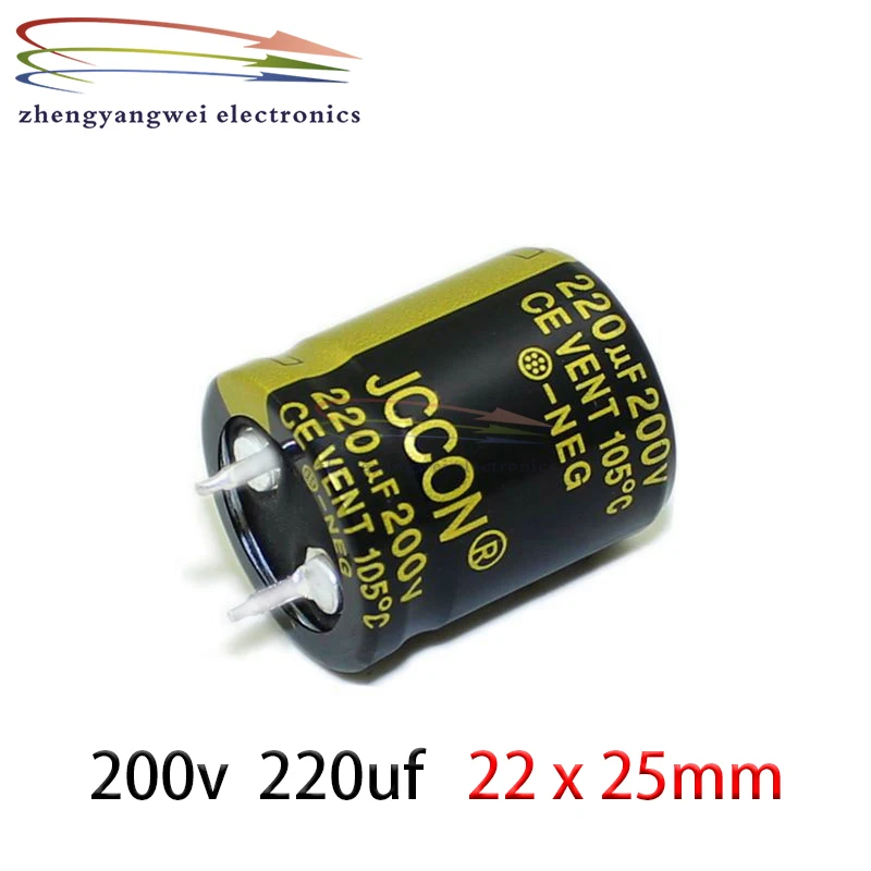 

22x25mm 5pcs 200v 220uf black Audio Electrolytic Capacitor For Hifi Amplifier Low