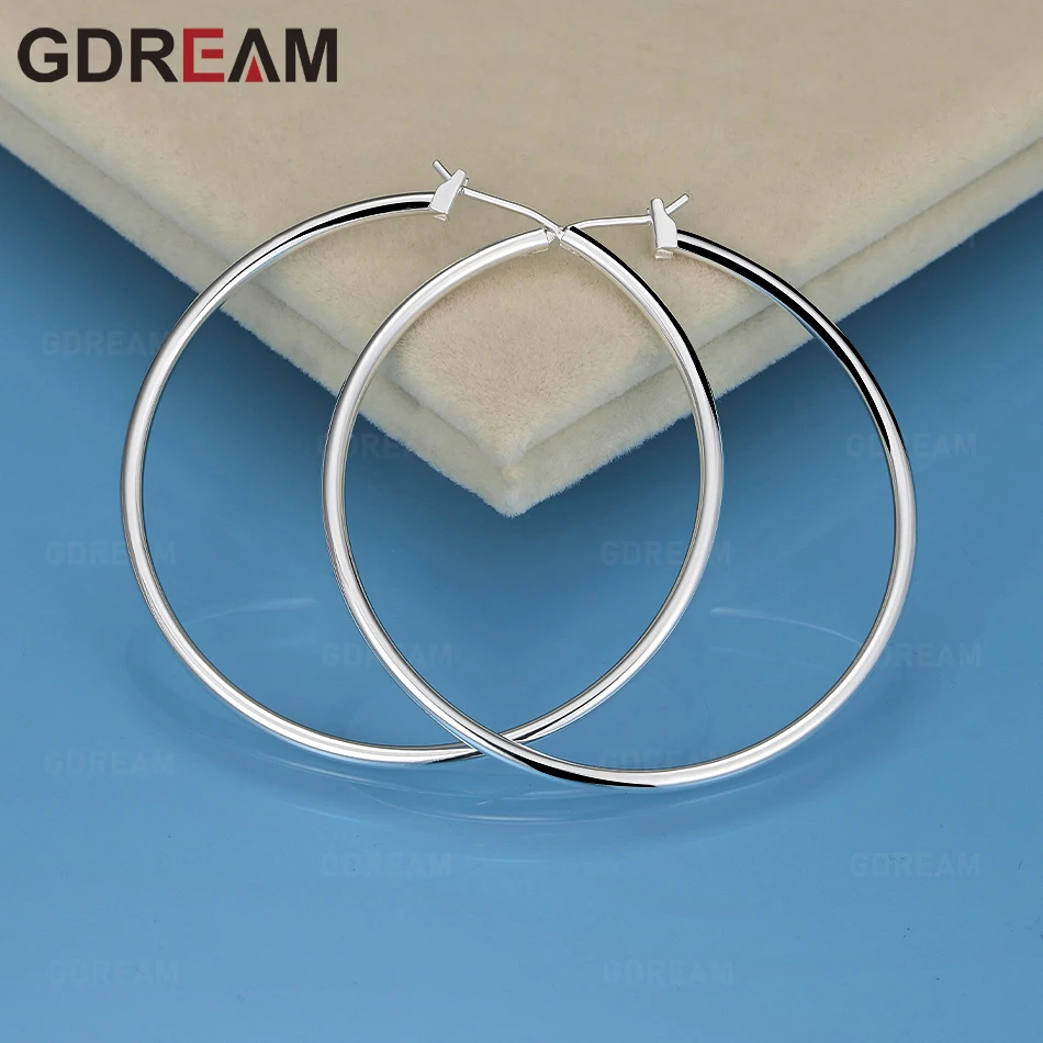 

GDREAM 925 Sterling Silver Large Hoop Earrings, Vintage Style, Personalized Accessories, Gifts, Jewelry
