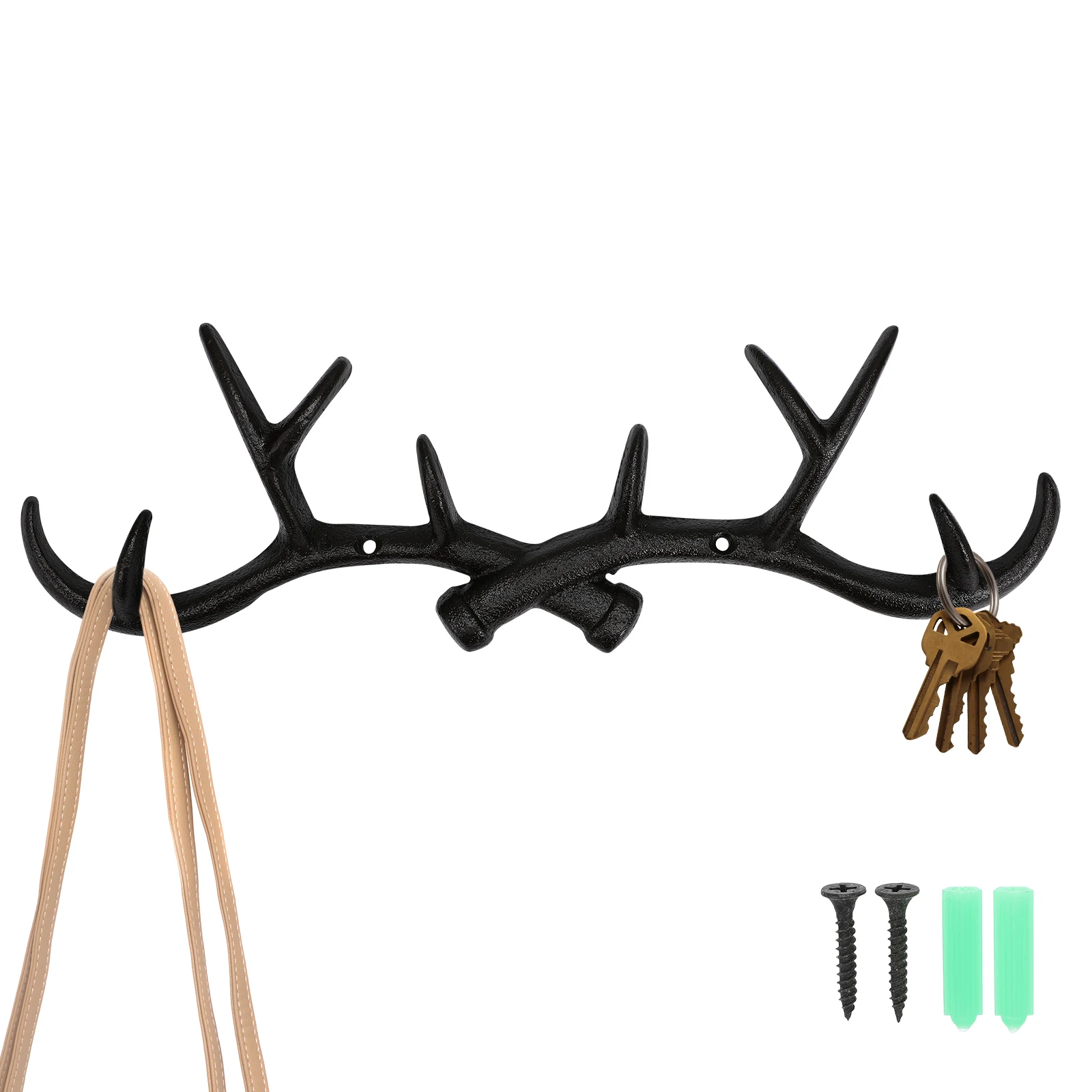 

Cast Iron Hook Deer Antler Wall Mount Hanger Decorative Hooks for Home Hanging Hat Towel Robe Premium Material Sturdy